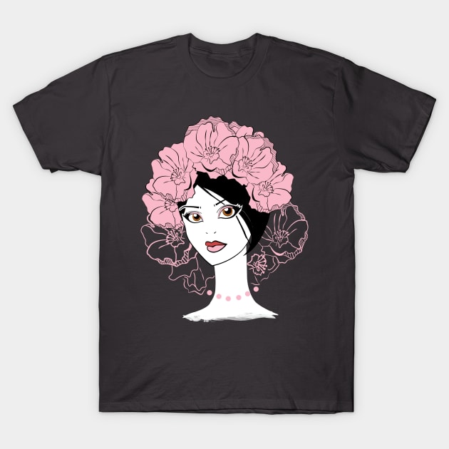 Flowers in Her Hair 2 T-Shirt by Kaldia